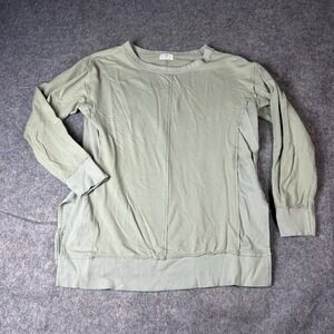 Anthropologie T.La Ribbed Trim Tunic Sweatshirt Women's Medium Guacamole Green